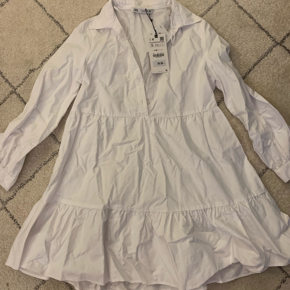 Zara new with tags white pleated mini dress